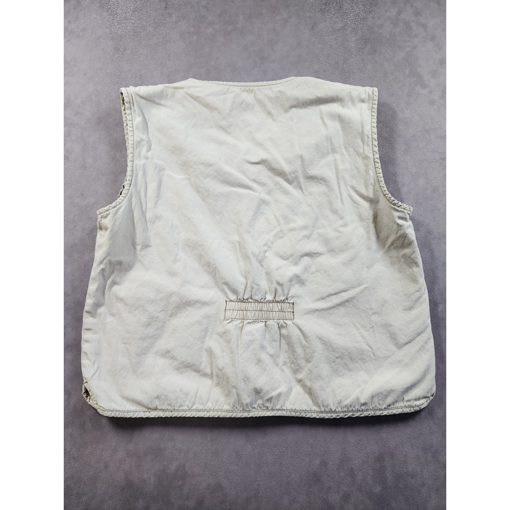 Vintage 90s L.L. Bean Reversible Vest XL Beige Plaid Outdoor Pockets Mens XL - Picture 2 of 6